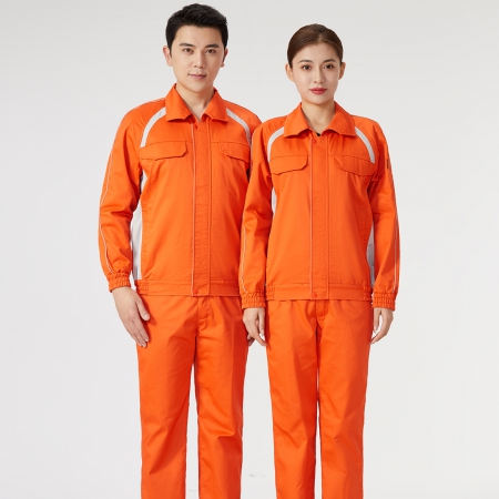 橘色拼淺灰色工作服AC2204-3